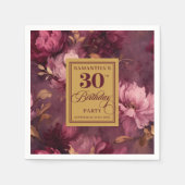 Elegant Burgundy Blush Gold Boho 30. Geburtstag Serviette (Vorderseite)