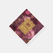 Elegant Burgundy Blush Gold Boho 30. Geburtstag Serviette (Ecke)