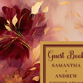 Elegant Burgundy Blush Gold Boho Wedding Gästebuch