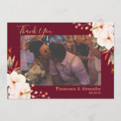 Elegant Burgundy Blush Orange Floral Dankeskarte (Vorderseite)