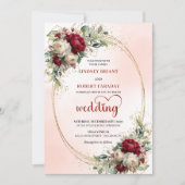 Elegant Burgundy Boho Botanical Wedding Invitation Einladung (Vorderseite)