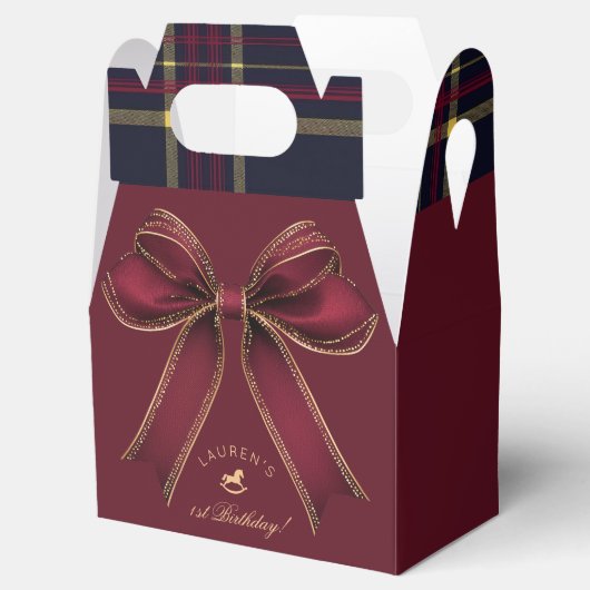 Elegant Burgundy Bow Luxury Onederful Birthday Geschenkschachtel (Geöffnet)