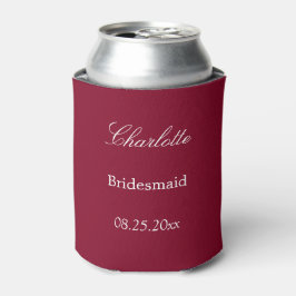 Elegant Burgundy Bridesmaid Favor Can Cooler Dosenkühler