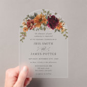 Elegant Burgundy Burnt Orange Rust Floral Wedding Acryleinladungen (Insitu (Handheld))