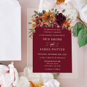 Elegant Burgundy Burnt Orange Rust Floral Wedding Acryleinladungen