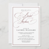 Elegant Burgundy Calligraphy Bridal Luncheon Einladung (Vorderseite)