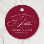Elegant Burgundy Calligraphy Wedding Geschenkanhänger (Vorderseite)