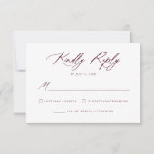 Elegant Burgundy Calligraphy Wedding RSVP Karte (Vorderseite)