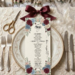Elegant Burgundy Chic Wedding Menu Menükarte<br><div class="desc">Welcome guests to your sophisticated celebration with this deep red and stylishly modern dining design featuring beautifully refined romantic typography.The composition utilizes a striking deep red palette balanced with ample negative space to create a visually striking, modern aesthetic. A structured layout hierarchy directs the eye from flowing, handwritten-style script down...</div>