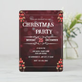 Elegant Burgundy Christmas Party Invitation Card Einladung (Stehend Vorderseite)