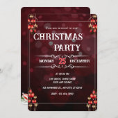 Elegant Burgundy Christmas Party Invitation Card Einladung (Vorne/Hinten)