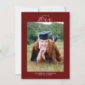 Elegant Burgundy Class of 2024 Abschluss Foto Ankündigung (Vorderseite)