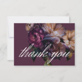 Elegant Burgundy Classic Moody Floral Wedding Dankeskarte (Vorderseite)