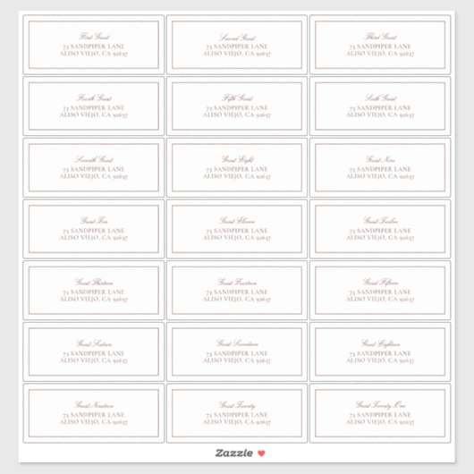 Elegant Burgundy Classic Script Guest Address Aufkleber (Blatt)