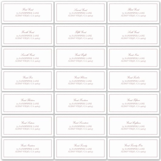 Elegant Burgundy Classic Script Guest Address Aufkleber (Vorderseite)