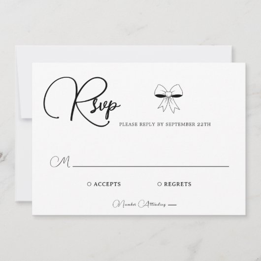 Elegant Burgundy Cream Ivory Bow Wedding RSVP Card (Vorderseite)