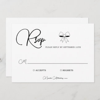 Elegant Burgundy Cream Ivory Bow Wedding RSVP Card