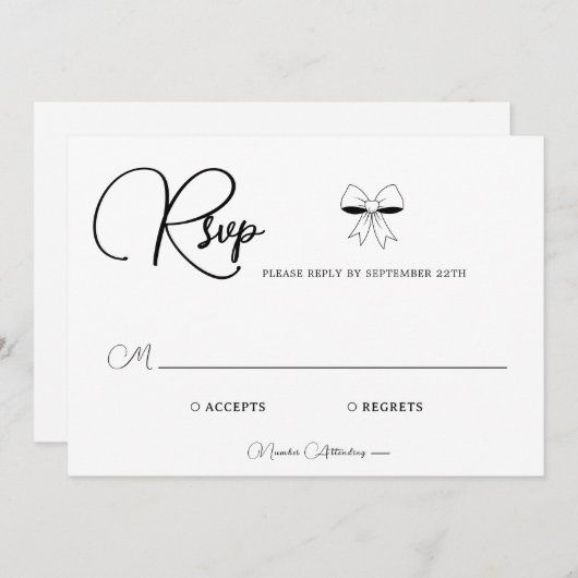 Elegant Burgundy Cream Ivory Bow Wedding RSVP Card (Vorne/Hinten)