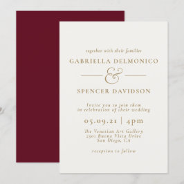 Elegant Burgundy Cream Wedding Einladung