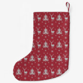 Elegant Burgundy Deer Pattern Kleiner Weihnachtsstrumpf (Rückseite)
