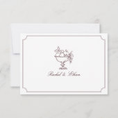 Elegant Burgundy Double Frame Wedding RSVP Card Karte (Rückseite)
