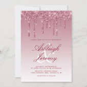 Elegant Burgundy Dripping Glitzer Script Wedding Einladung (Vorderseite)