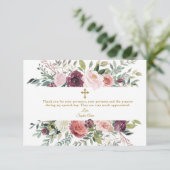 Elegant Burgundy Elfenbeinküste Gold Taufe Dankeskarte (Stehend Vorderseite)