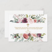 Elegant Burgundy Elfenbeinküste Gold Taufe Dankeskarte (Vorne/Hinten)