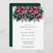 Elegant Burgundy Emerald Peony Bridesmaids Mittage Einladung (Vorne/Hinten)