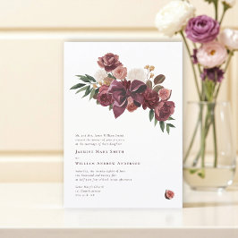 Elegant Burgundy fig Floral Wedding Announcement Einladung