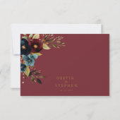 Elegant Burgundy Floral Bloom QR Code Hochzeit RSV RSVP Karte (Rückseite)
