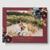 Elegant Burgundy Floral Blooms & Greenery wedding Gästebuch (Vorderseite)