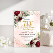 Elegant Burgundy Floral Boho Milestone Invitation Einladung