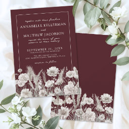 Elegant Burgundy Floral Boho Wedding Einladung