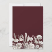 Elegant Burgundy Floral Boho Wedding Einladung (Rückseite)