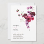 Elegant Burgundy Floral Bouquet Wedding Einladung (Vorderseite)