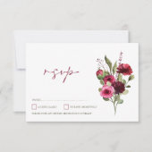 Elegant Burgundy Floral Bouquet Wedding RSVP Karte (Vorderseite)