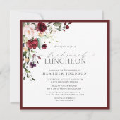 Elegant Burgundy Floral Bridal Luncheon Einladung (Vorderseite)