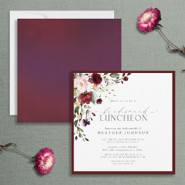 Elegant Burgundy Floral Bridal Luncheon Einladung