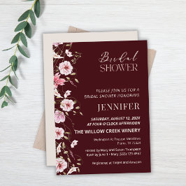 Elegant Burgundy Floral Bridal Shower Invitation Einladung