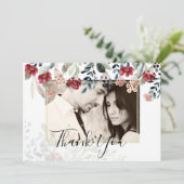 Elegant Burgundy Floral Foto Collage Vielen Dank (Stehend Vorderseite)