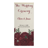 Elegant Burgundy Floral & Gold Wedding Program Werbekarte (Vorne)