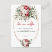 Elegant Burgundy Floral Greenery Diaper Raffle Begleitkarte (Vorderseite)