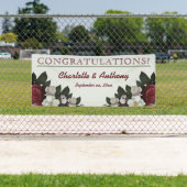 Elegant Burgundy Floral - Hanging Wedding Banner (Insitu)