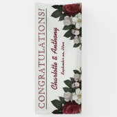 Elegant Burgundy Floral - Hanging Wedding Banner (Vertikal)