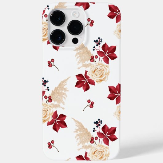 Elegant Burgundy Floral Herbst iPhone Case (Rückseite)