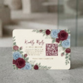 Elegant Burgundy Floral Modern QR Code Wedding RSVP Karte