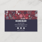 Elegant Burgundy Floral | Modern und Beruflich Visitenkarte (Rückseite)