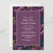 Elegant Burgundy Floral RSVP QR code Wedding Einladung (Vorderseite)