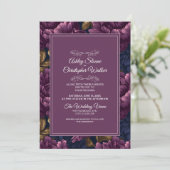 Elegant Burgundy Floral RSVP QR code Wedding Einladung (Stehend Vorderseite)
